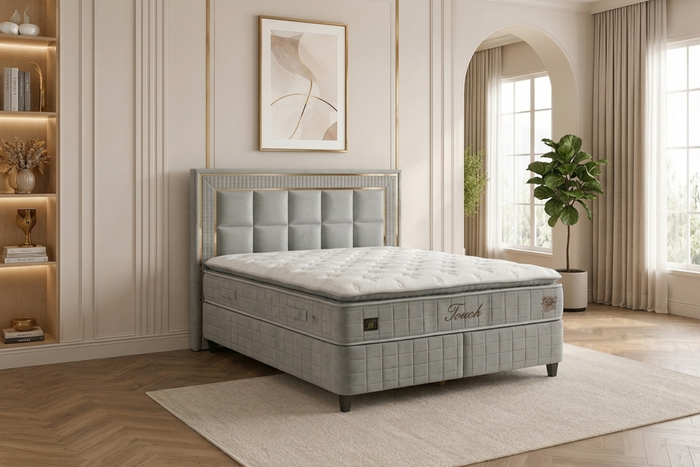 BSS WOOL TOUCH Boxspringbett Set | Matratze H2/H3 | Box und Kopfteil