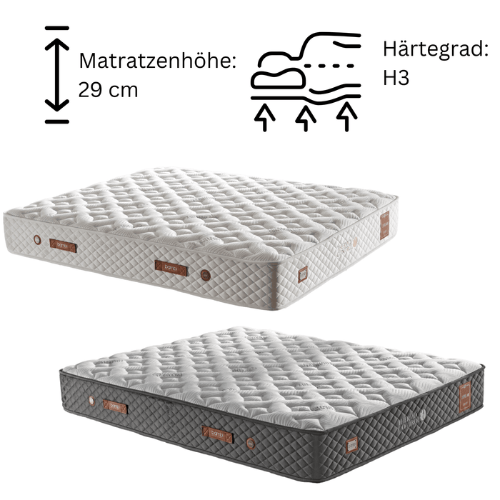 Bambi Taschenfederkernmatratze 7-Zonen | 29 cm Höhe | H3 Härtegrad | Thermo Control & Klimaregulierend | Matratze 160x200 / 180x200