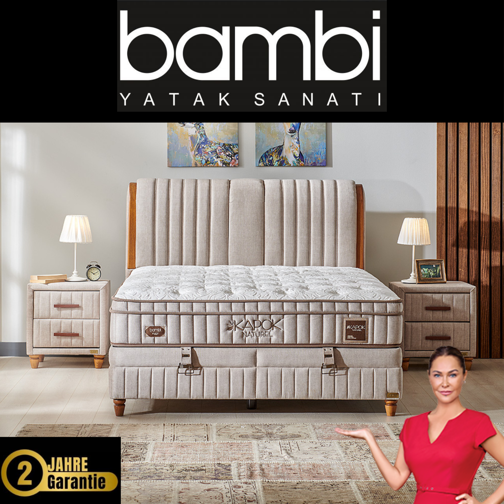 Bambi Bett-Set 180x200 cm – Boxspringbett mit Matratze, hochwertig und langlebig, kostenloser Versand & Montage in ganz Deutschland