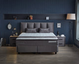 BIRDYBETT Boxspringbett Set mit 32 cm Höhe Matratze (2 Bettkästen + Matratze mit Topper + Kopfteil)