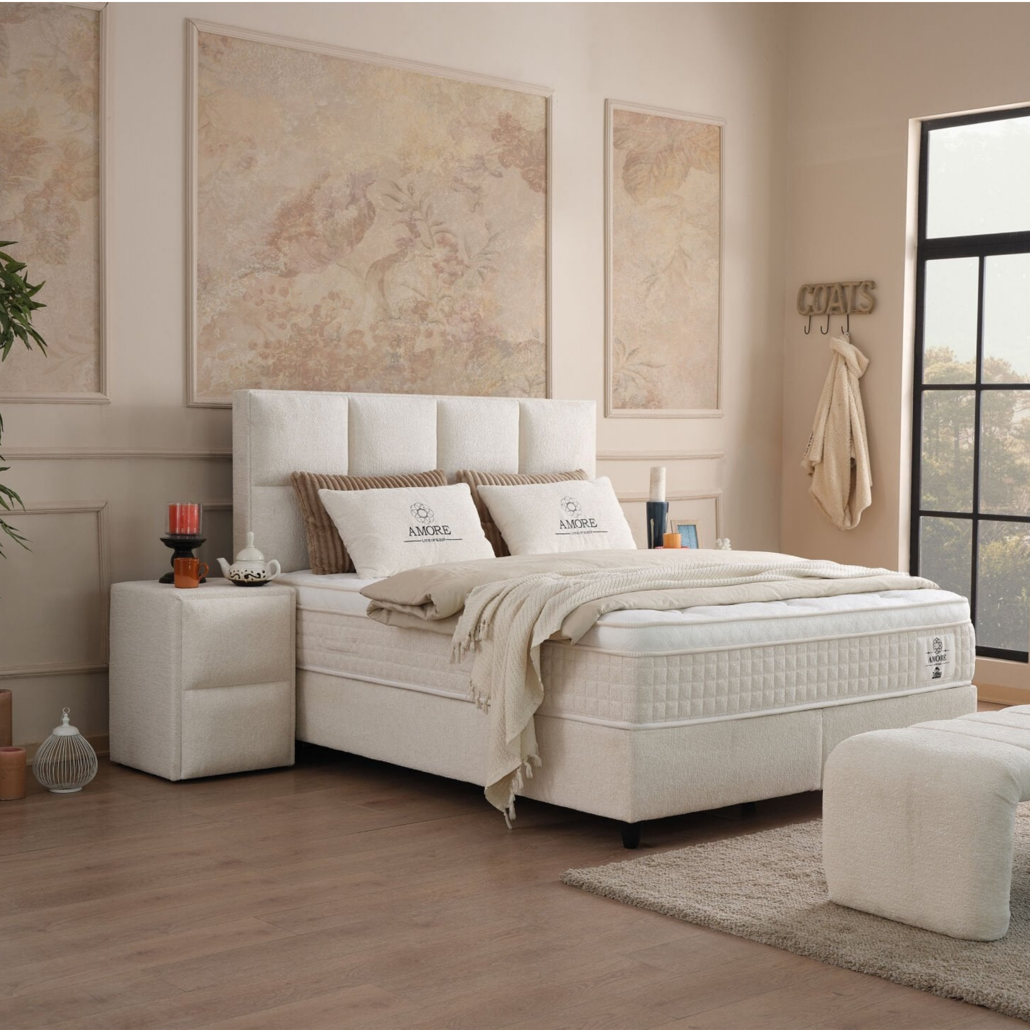 Boxspringbett mit Matratze Polsterbett Stauraumbett Betkasten inkl. Lieferung Amore