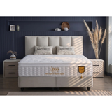 BIRDYBETT Boxspringbett Set mit 32 cm Höhe Matratze (2 Bettkästen + Matratze mit Topper + Kopfteil)