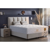 BIRDYBETT Boxspringbett Set mit 32 cm Höhe Matratze (2 Bettkästen + Matratze mit Topper + Kopfteil)