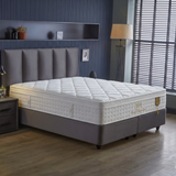 BIRDYBETT Boxspringbett Set mit 32 cm Höhe Matratze (2 Bettkästen + Matratze mit Topper + Kopfteil)