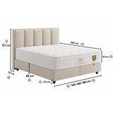 BIRDYBETT Boxspringbett Set mit 32 cm Höhe Matratze (2 Bettkästen + Matratze mit Topper + Kopfteil)