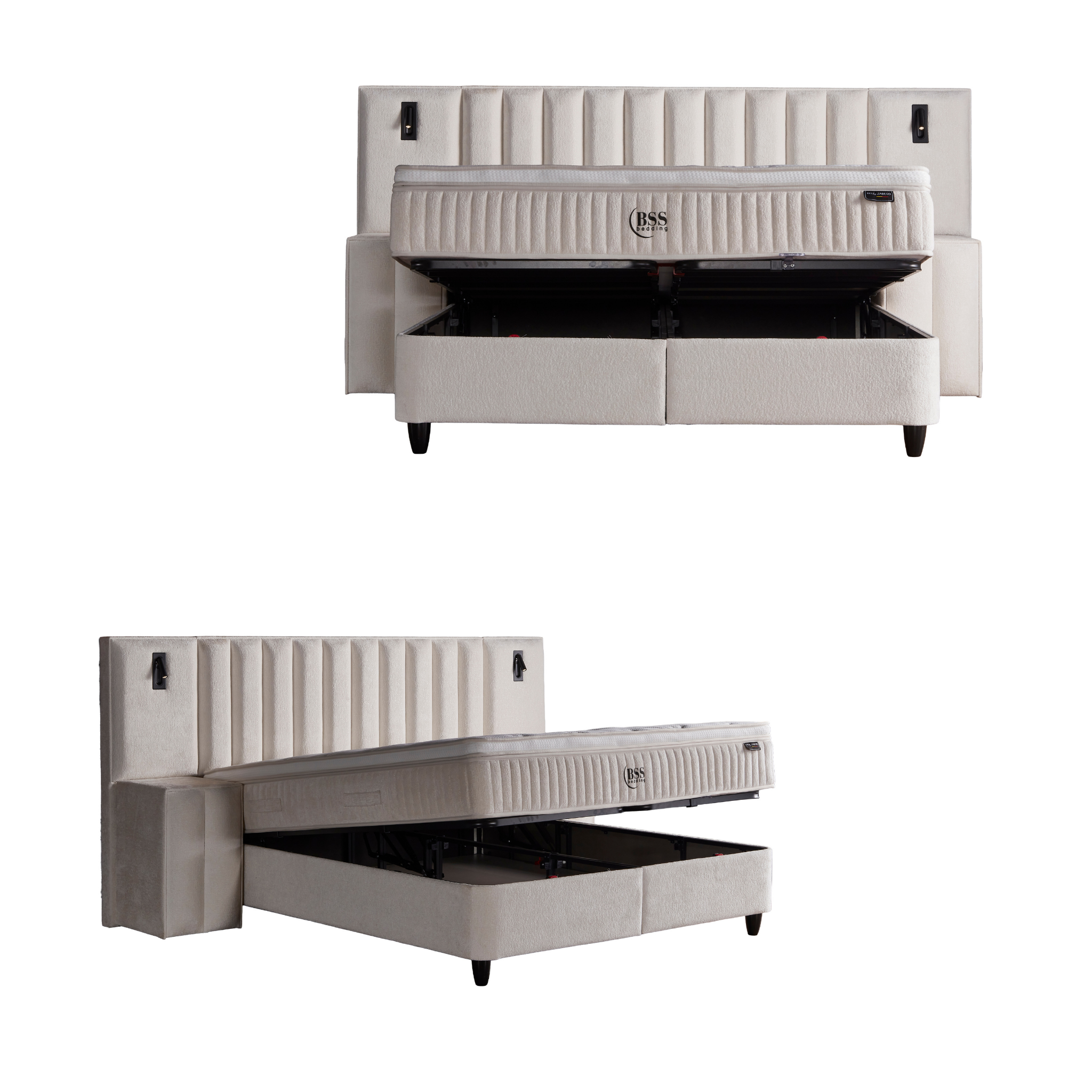 Boxspringbett mit Matratze Polsterbett Stauraumbett Betkasten inkl. Lieferung Beleza