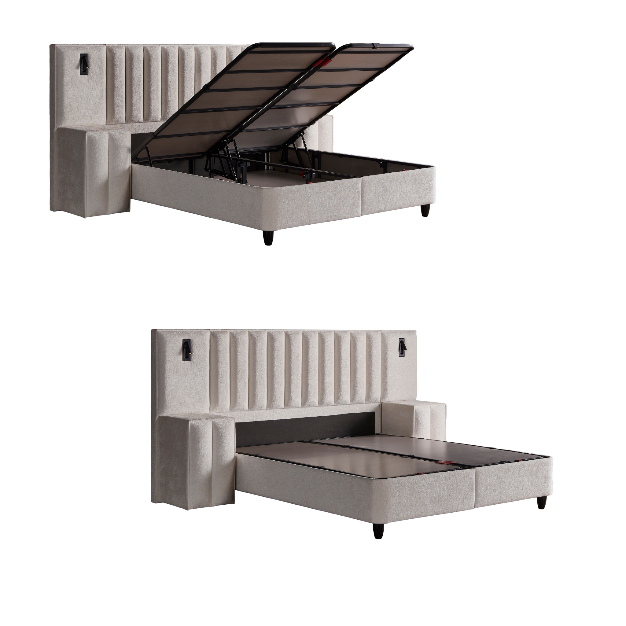 Boxspringbett mit Matratze Polsterbett Stauraumbett Betkasten inkl. Lieferung Beleza