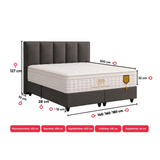 BIRDYBETT Boxspringbett Set mit 32 cm Höhe Matratze (2 Bettkästen + Matratze mit Topper + Kopfteil)