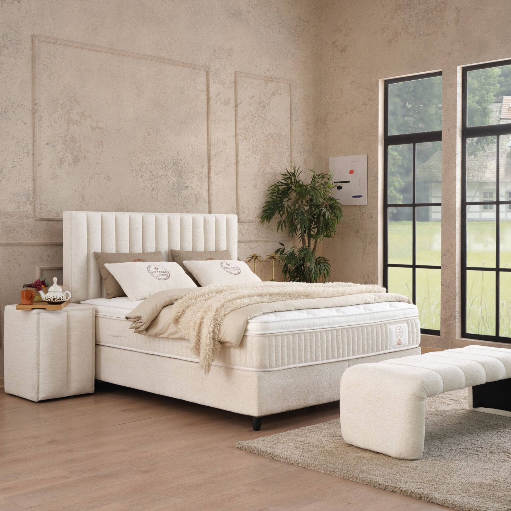 Boxspringbett mit Matratze Polsterbett Stauraumbett Betkasten inkl. Lieferung Beleza