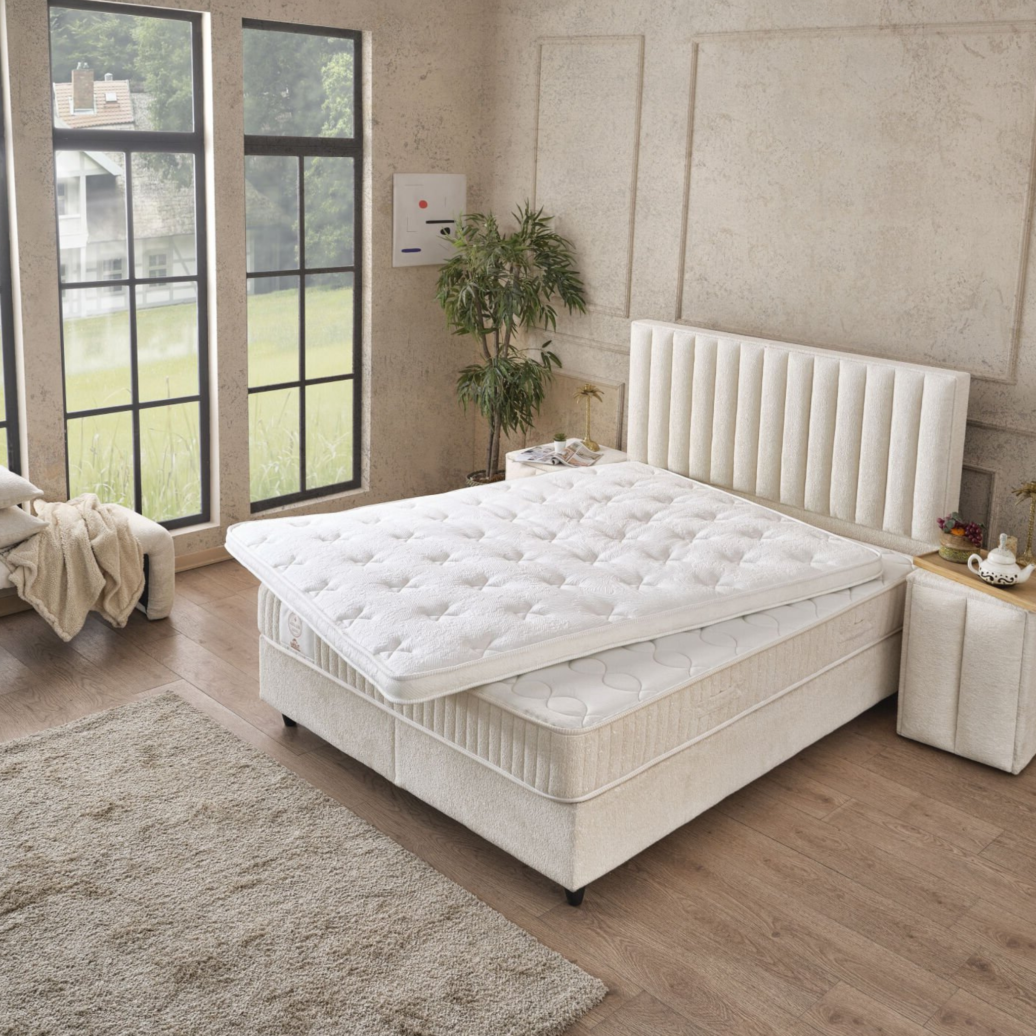 Boxspringbett mit Matratze Polsterbett Stauraumbett Betkasten inkl. Lieferung Beleza