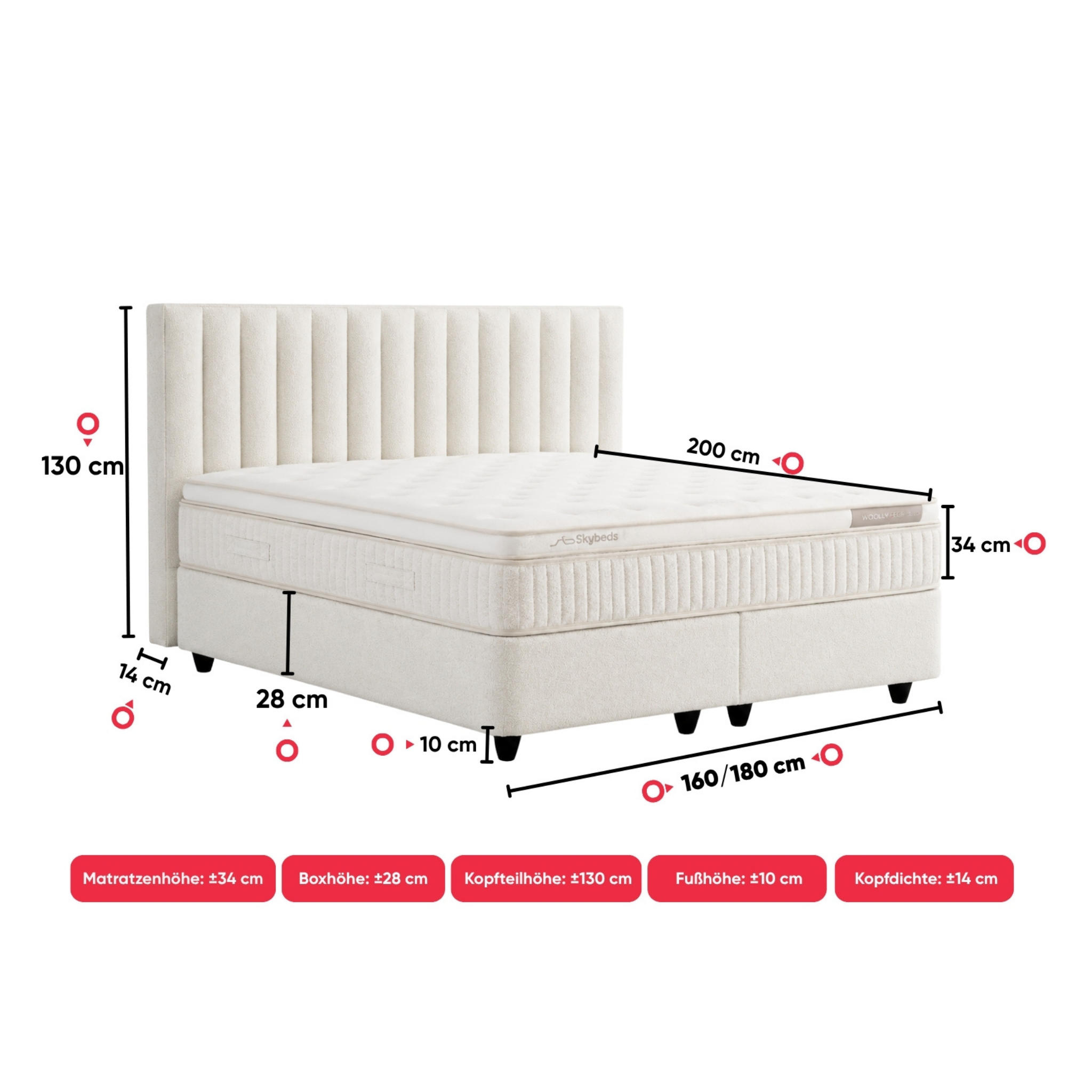 Boxspringbett mit Matratze Polsterbett Stauraumbett Betkasten inkl. Lieferung Beleza