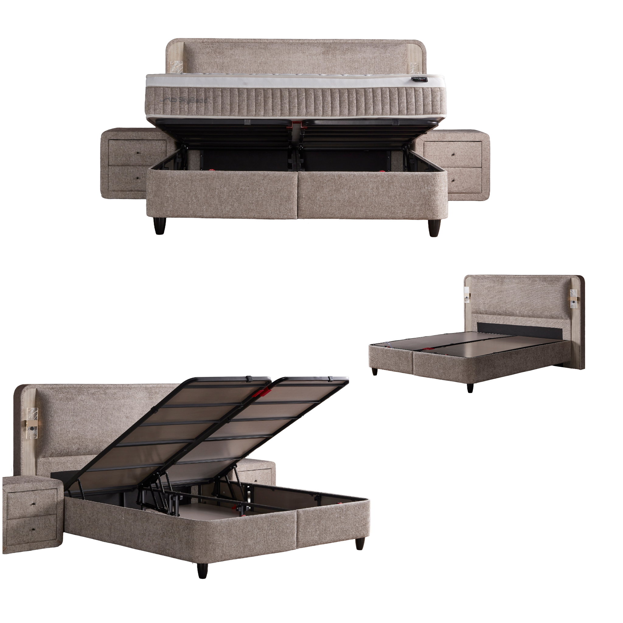 Fancy Boxspringbett mit Matratze LED