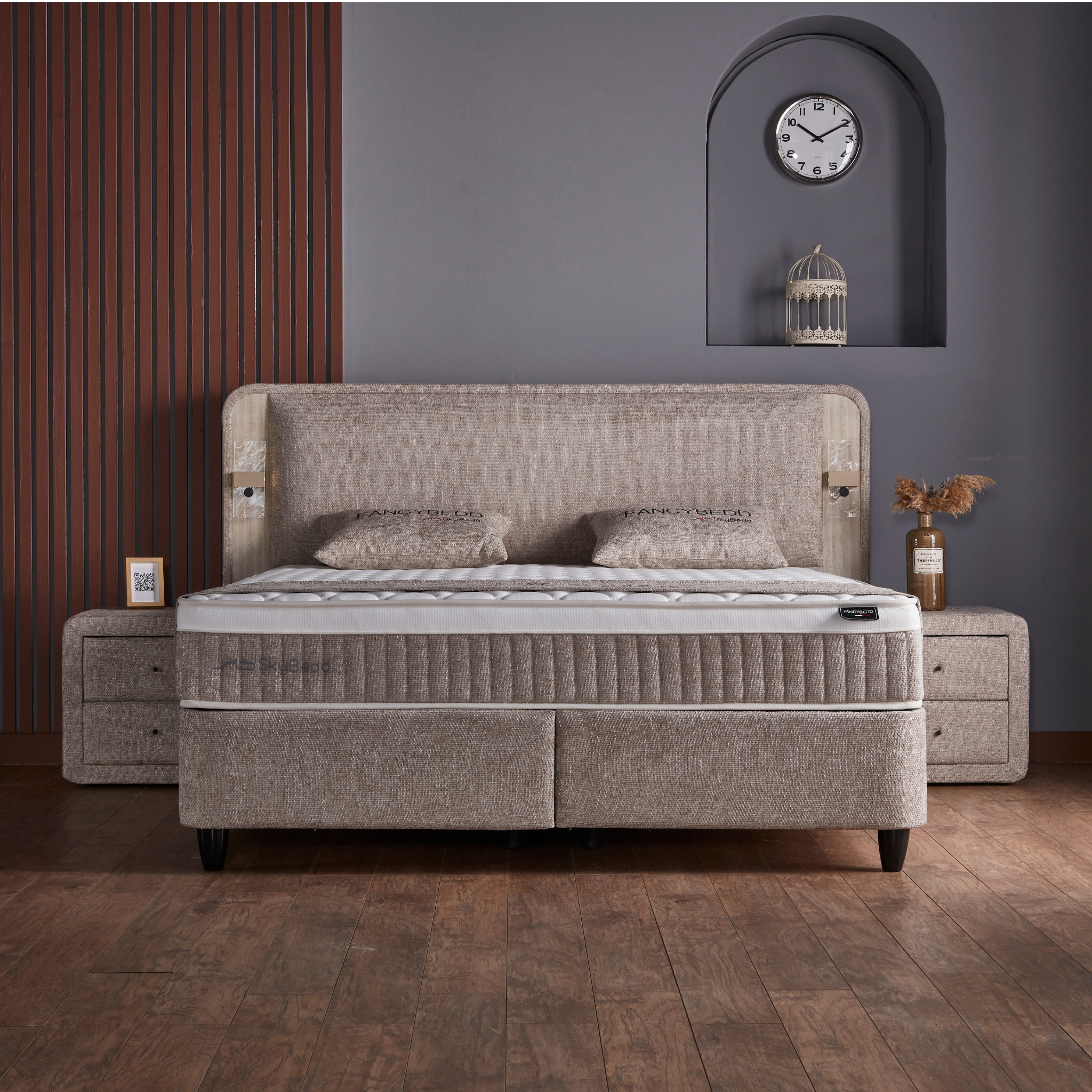 Fancy Boxspringbett mit Matratze LED