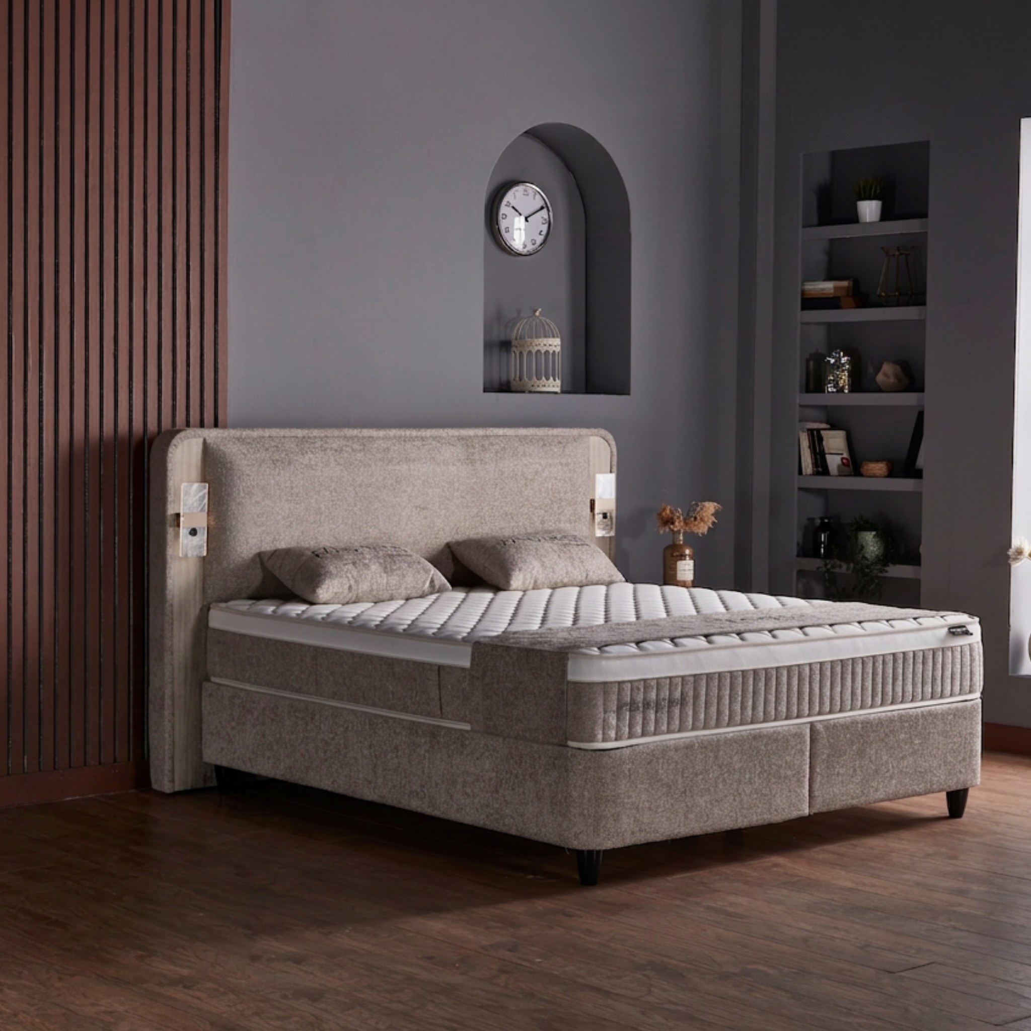 Fancy Boxspringbett mit Matratze LED