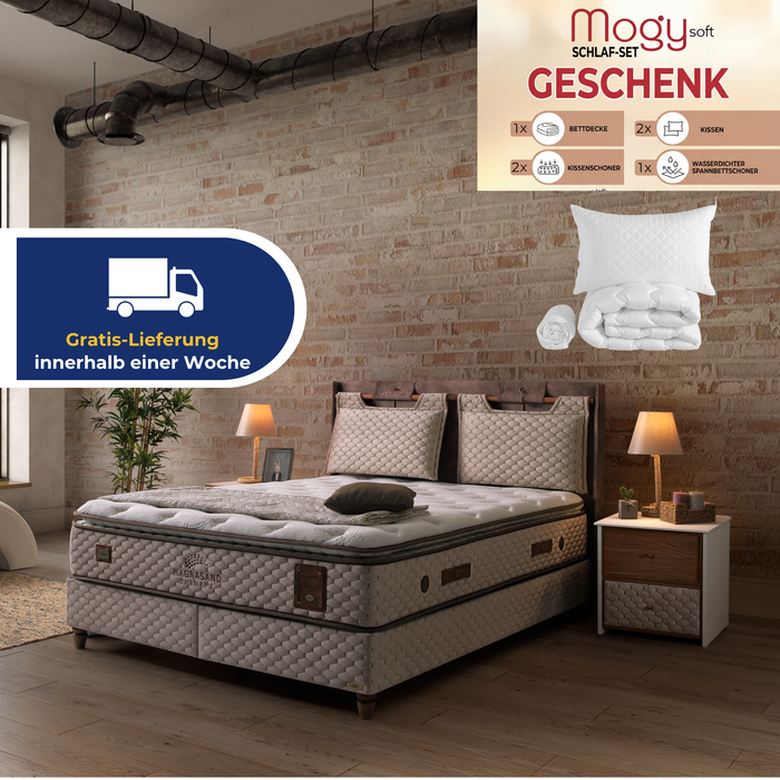 Bambi Magnasand Boxspringbett Set | H3, Taschenfederkern