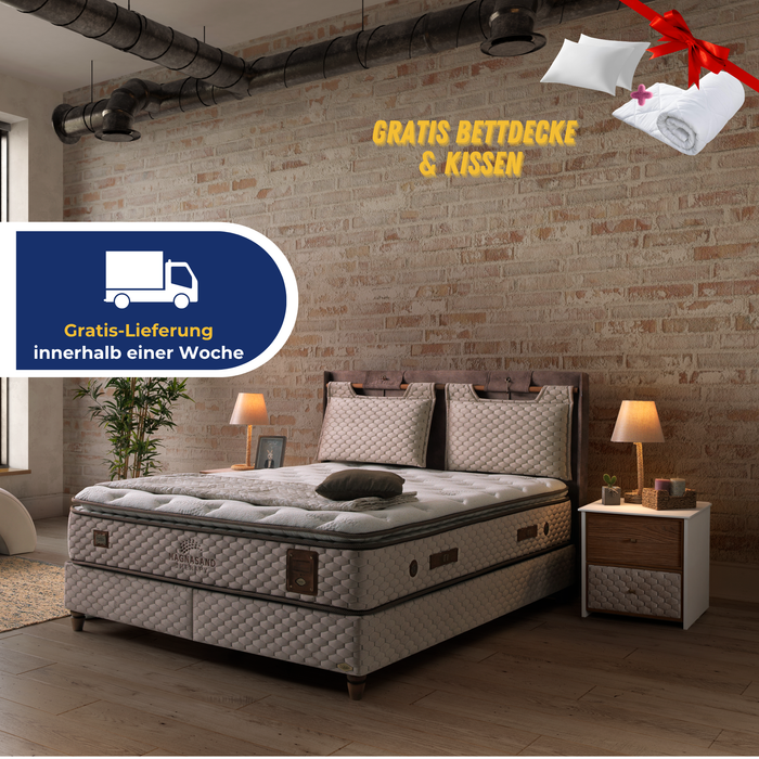 Bambi Magnasand Boxspringbett Set | H3, Taschenfederkern