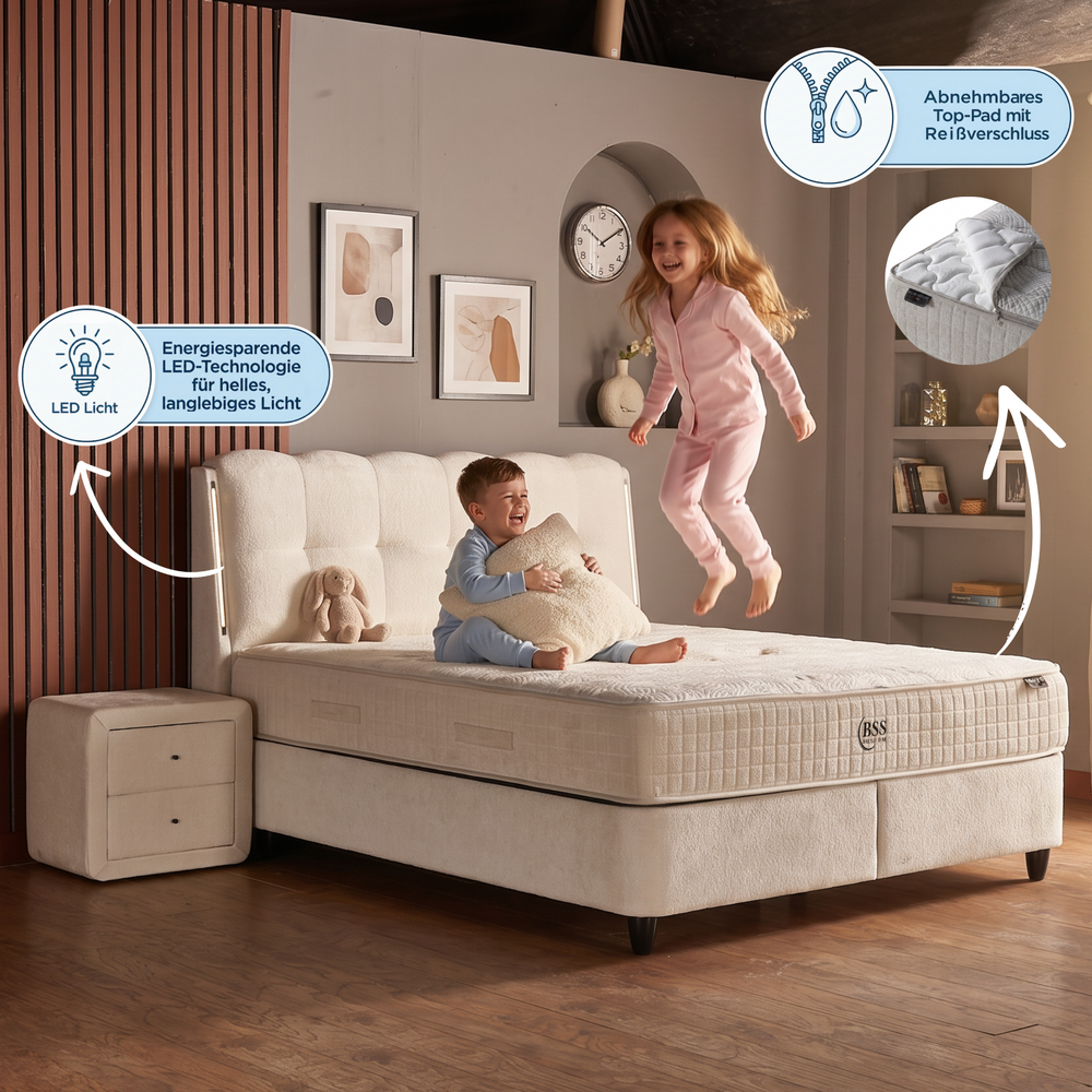 Neutralbett Boxspringbett mit Matratze LED