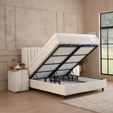 Boxspringbett mit Matratze Polsterbett Stauraumbett Betkasten inkl. Lieferung Beleza