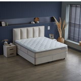BIRDYBETT Boxspringbett Set mit 32 cm Höhe Matratze (2 Bettkästen + Matratze mit Topper + Kopfteil)