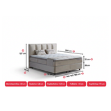 BIRDYBETT Boxspringbett Set mit 32 cm Höhe Matratze (2 Bettkästen + Matratze mit Topper + Kopfteil)