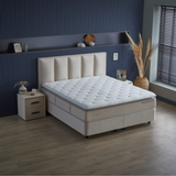 BIRDYBETT Boxspringbett Set mit 32 cm Höhe Matratze (2 Bettkästen + Matratze mit Topper + Kopfteil)