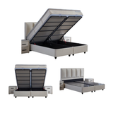 BIRDYBETT Boxspringbett Set mit 32 cm Höhe Matratze (2 Bettkästen + Matratze mit Topper + Kopfteil)