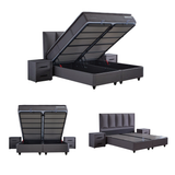 BIRDYBETT Boxspringbett Set mit 32 cm Höhe Matratze (2 Bettkästen + Matratze mit Topper + Kopfteil)
