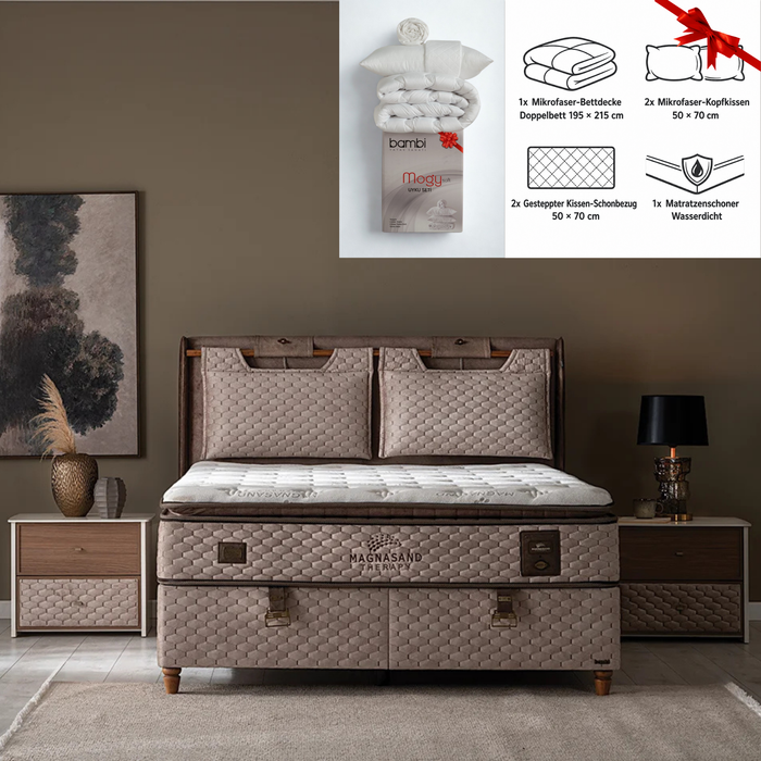 Bambi Magnasand Boxspringbett Set | H3, Taschenfederkern