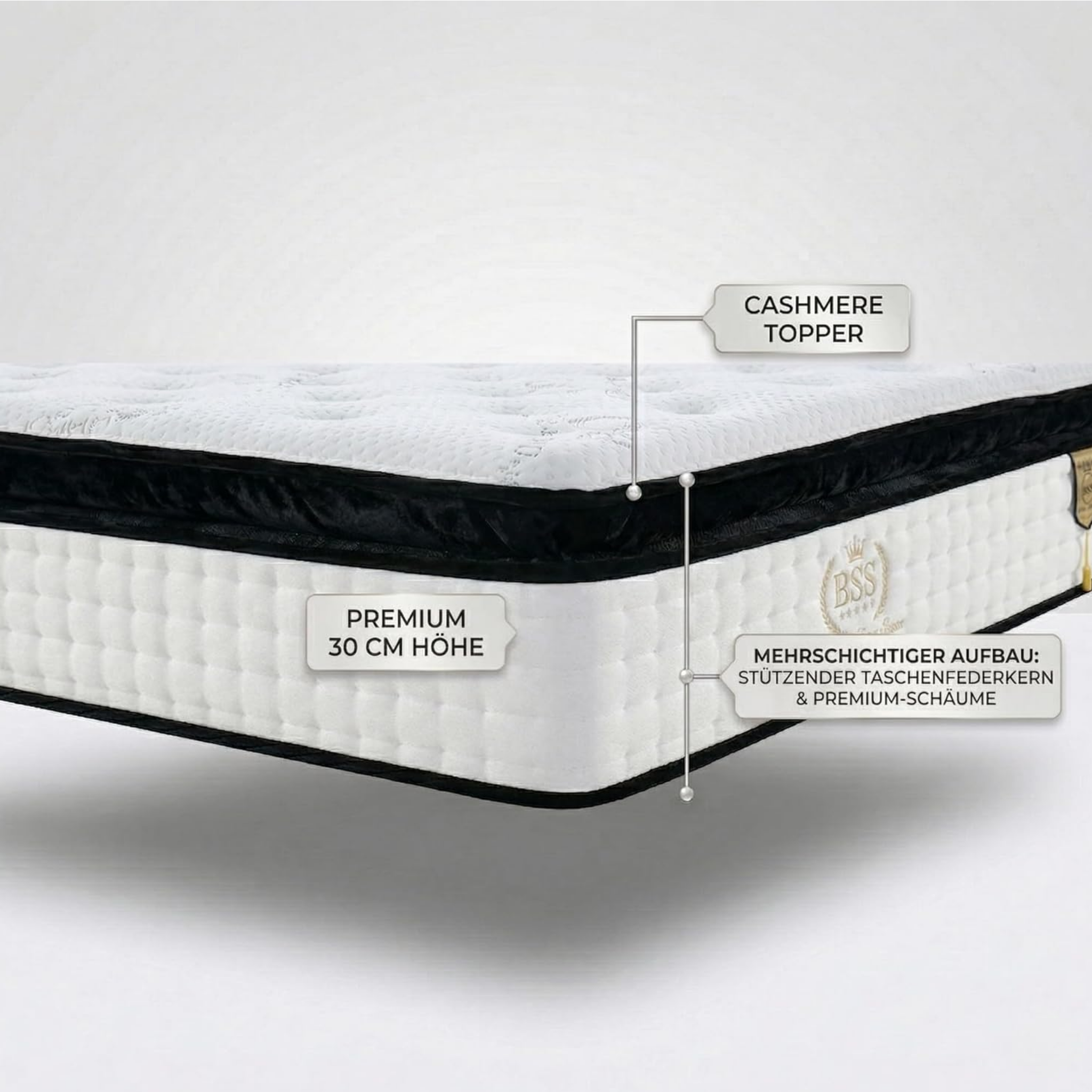 Taschenfederkernmatratze Premium Paris 11 Schichten Matratze mit Integriertem Topper